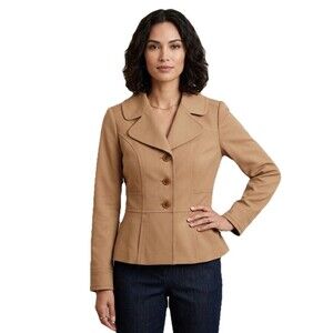 Pendleton Petite Camel Blazer Size 6 Women’s Rayon Lightweight Jacket Vintage